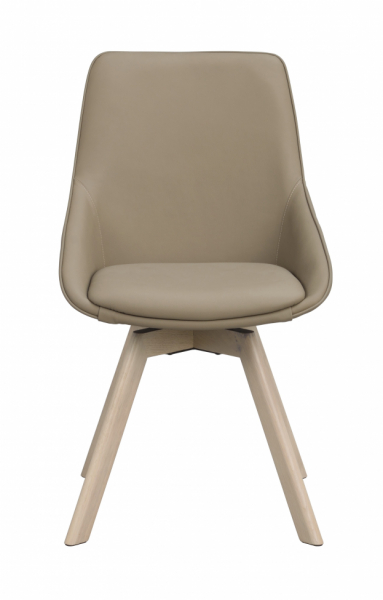 Sedia 'Alison' in pelle - Beige/bianco pigmentato
