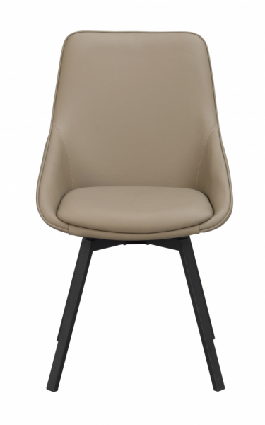 Sedia 'Alison' in pelle - Beige/nero