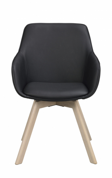 Poltrona 'Alison' in pelle - Nero/bianco pigmentato