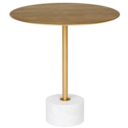 Tavolino 'Lecco' Rotondo 51cm - Marmo/ottone