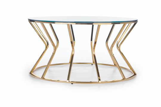 Tavolino 'Afina' rotondo 90cm - Vetro/ottone