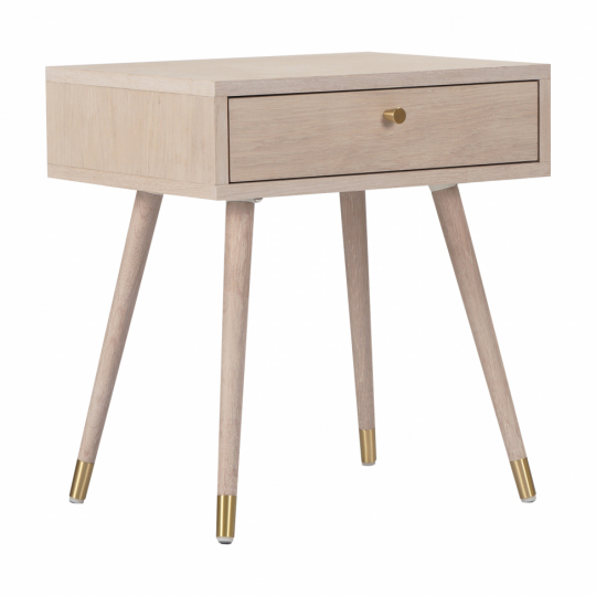 Comodino 'Prime' - Rovere bianco/Ottone