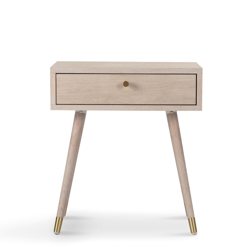 Comodino 'Prime' - Rovere bianco/Ottone