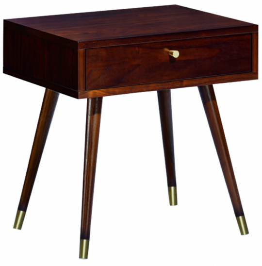 Comodino 'Prime' - Noce/Ottone