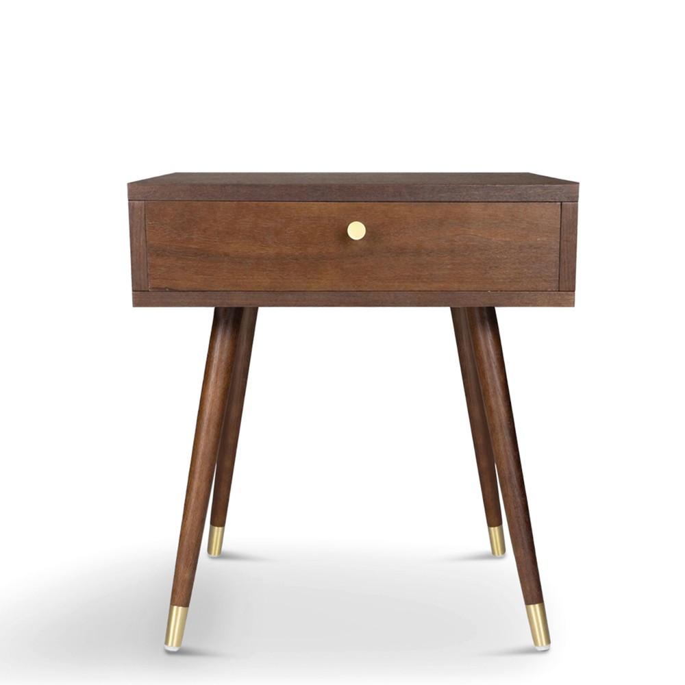 Comodino 'Prime' - Noce/Ottone
