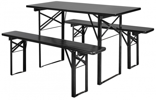 Tavolo e panche 'Garden' 160x60cm - Nero