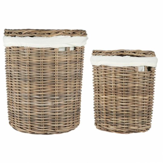 Cesto per la biancheria 2 pezzi 'Rattan' - Naturale