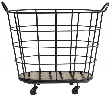 Cesto in acciaio su ruote - Nero