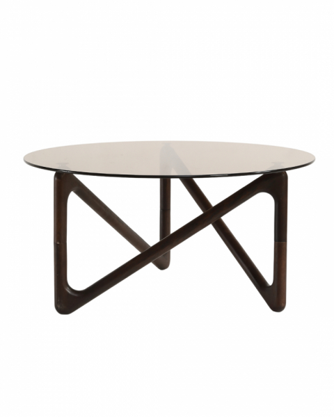 Tavolino da caffè 'Modica' Ø80 – Noce/Vetro