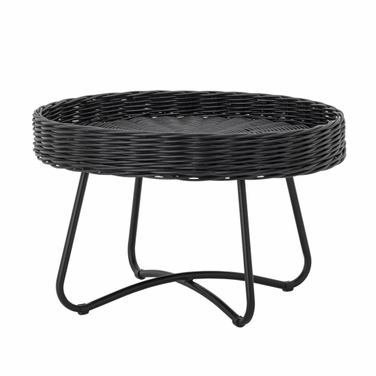 Tavolino 'Hattie' 60cm Rotondo - Nero/Rattan