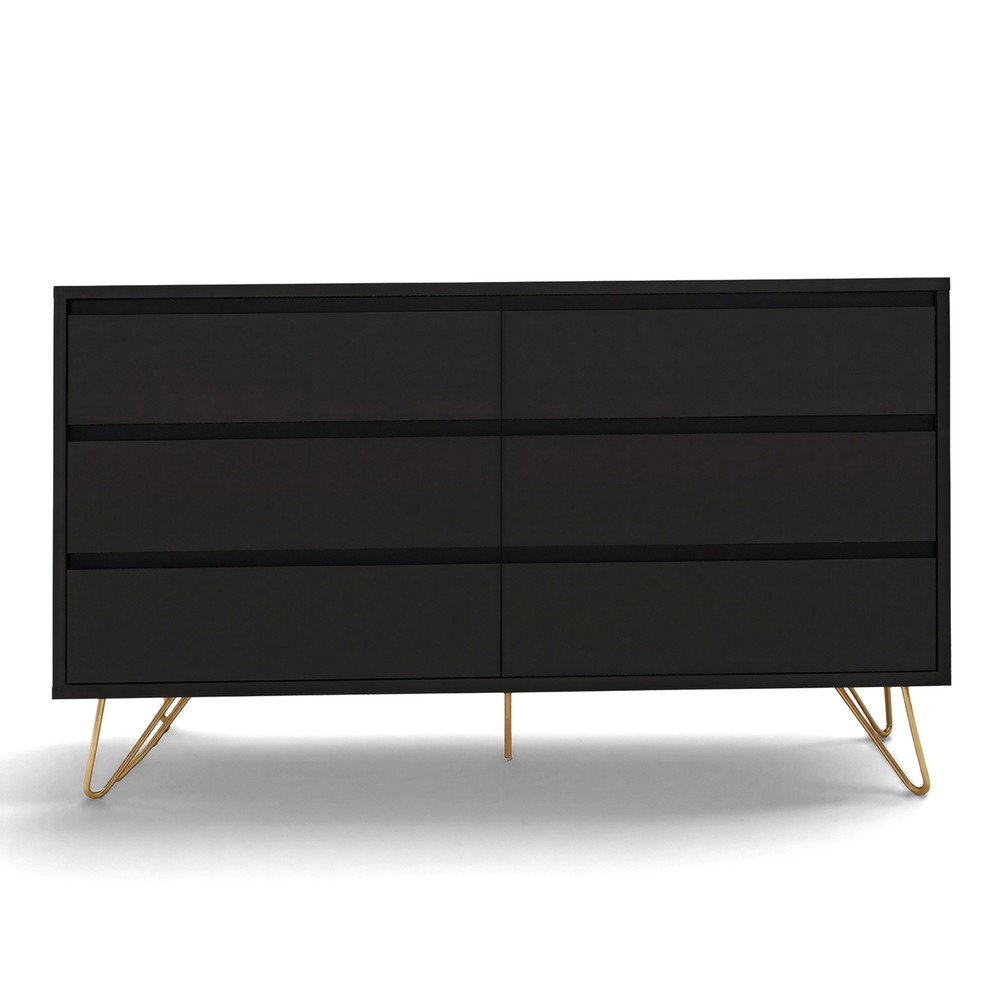 Cassettiera 'Elle' 120x70 - Nero/Ottone