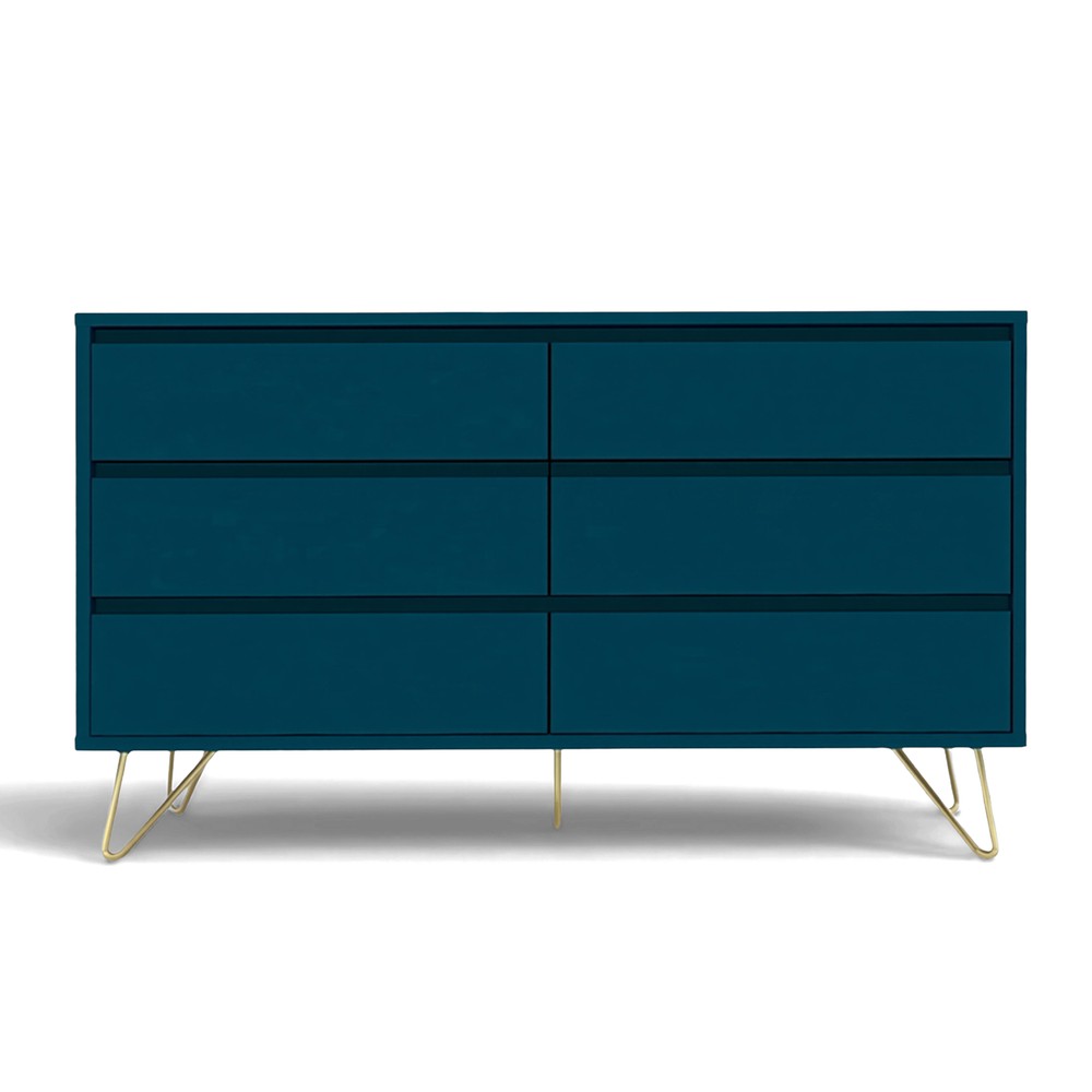 Cassettiera 'Elle' 120x70 - Turchese/Ottone