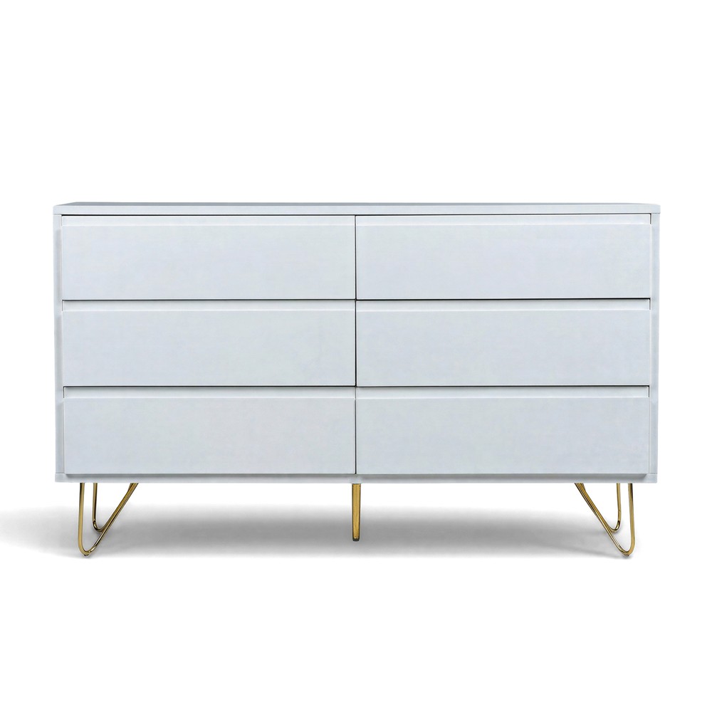Cassettiera 'Elle' 120x70 - Bianco/Ottone
