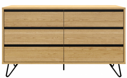 Cassettiera 'Elle' 120x70 - Rovere/Nero