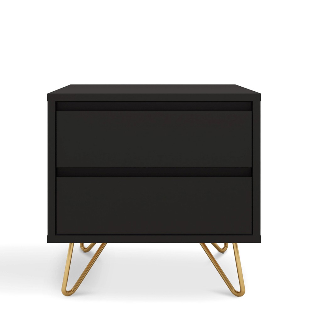 Comodino 'Elle' - Nero/Ottone
