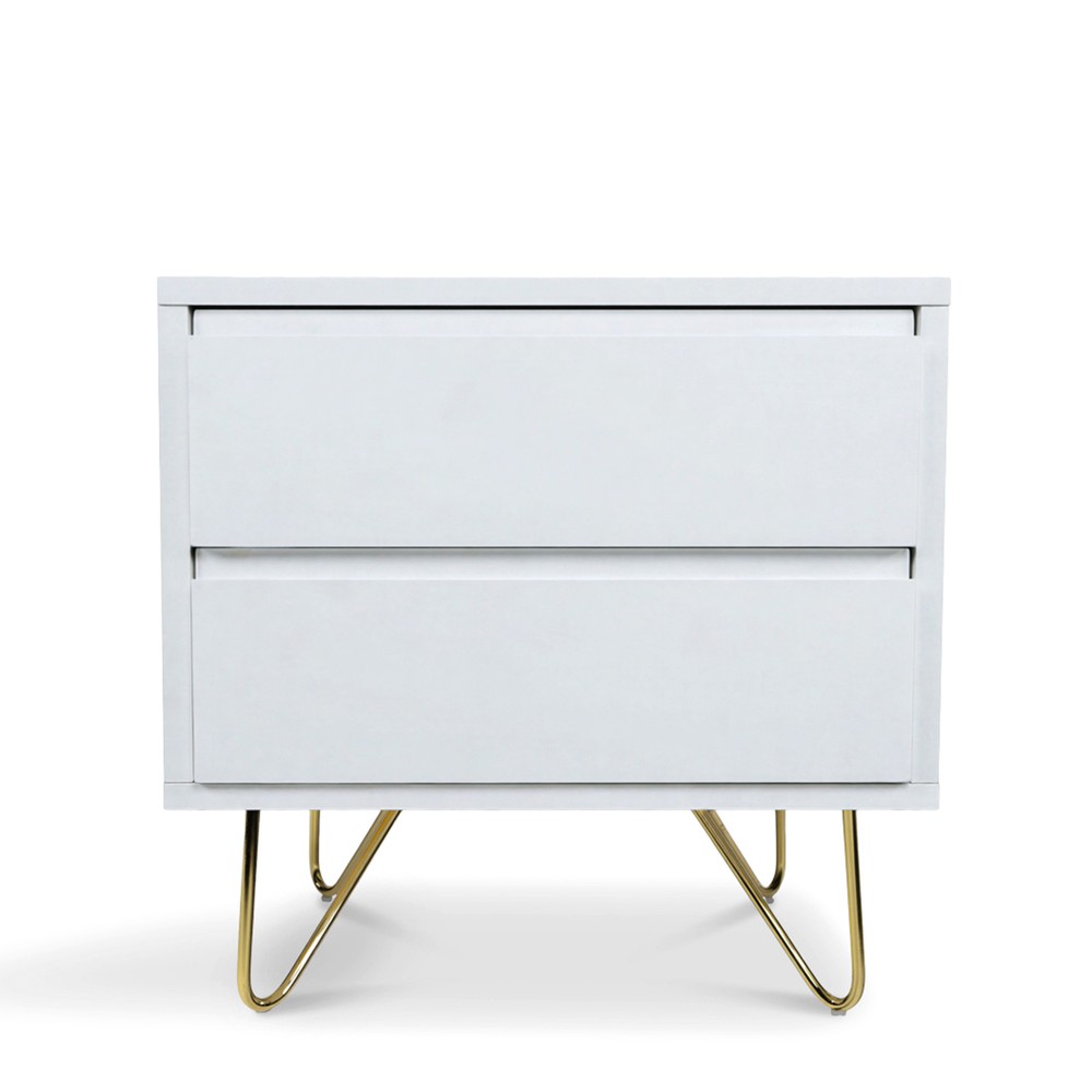 Comodino 'Elle' - Bianco/Ottone