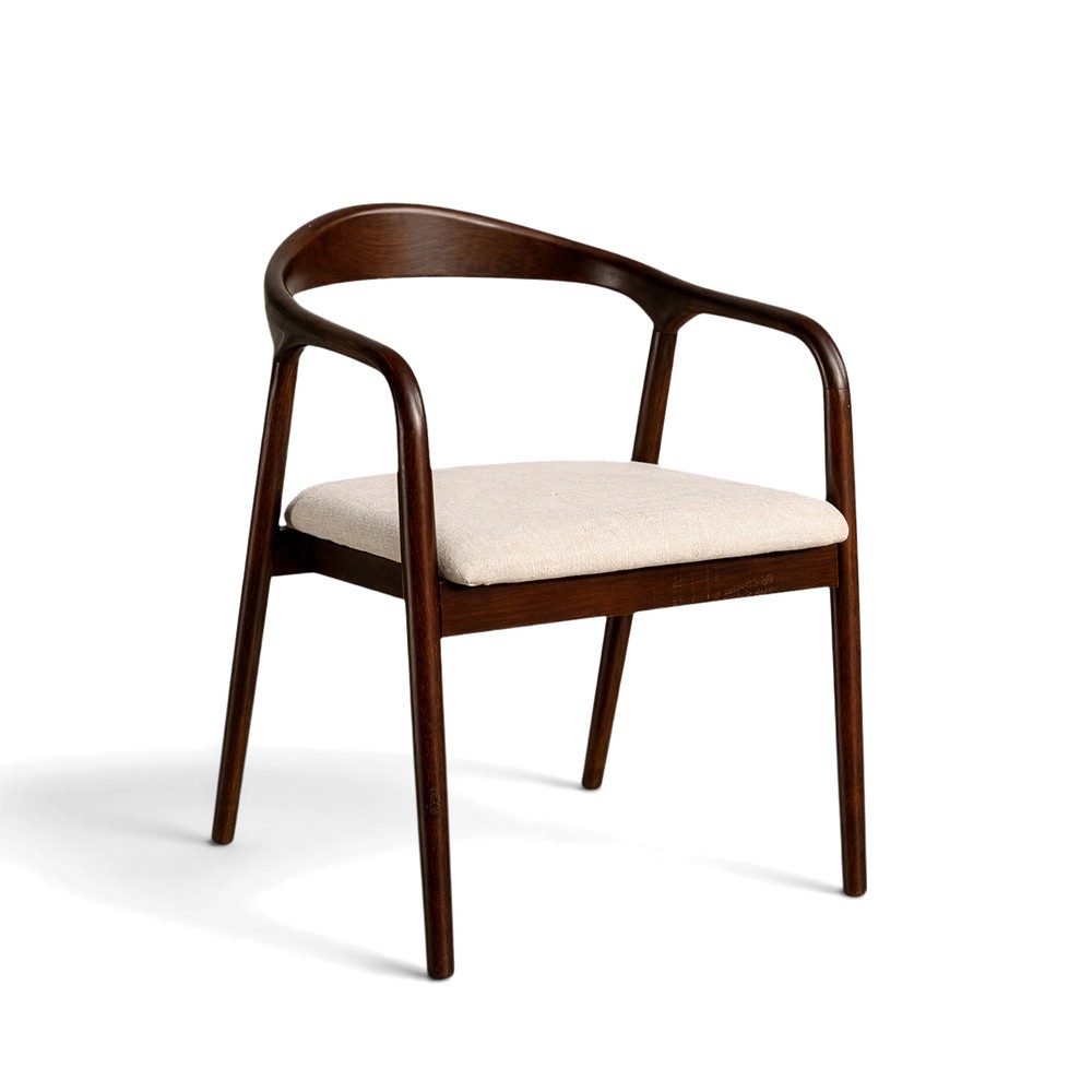 Sedia con braccioli 'Aspa' - Marrone scuro/Beige