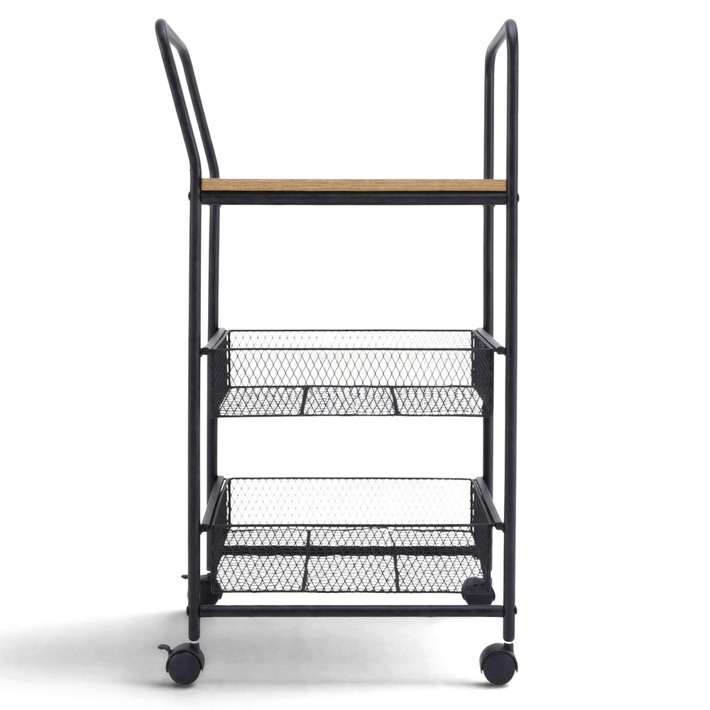 Carrello da cucina/Carrello bar 'Grums' - Nero/Legno