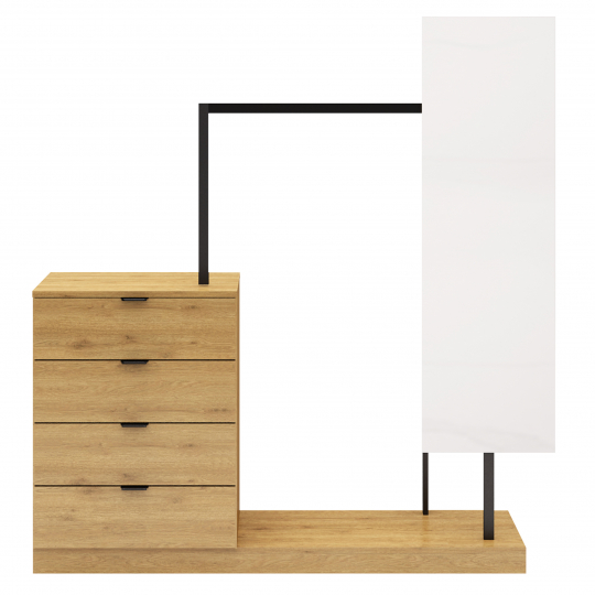 Appendiabiti 'Nova' 4 Cassetti/Specchio - Rovere/Nero