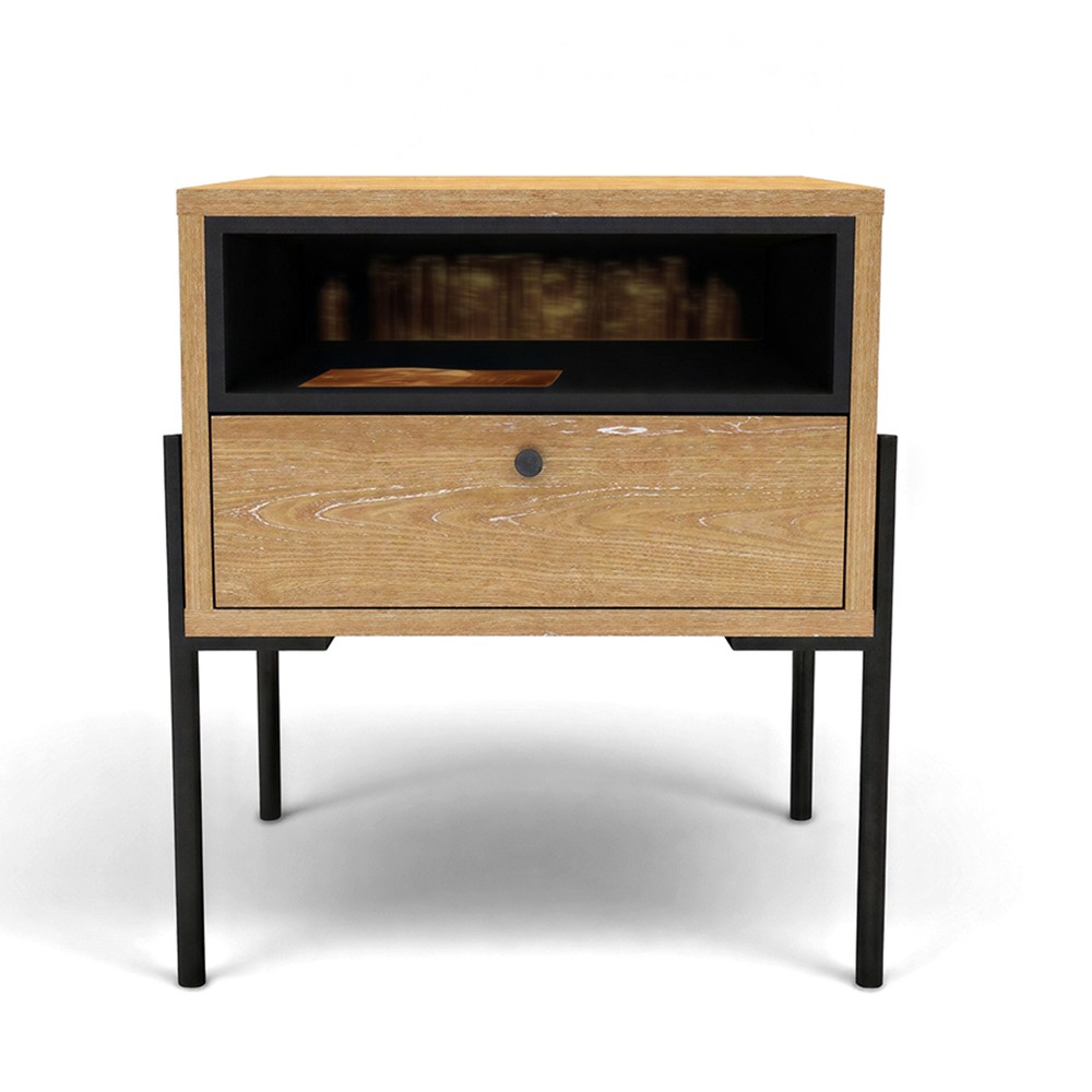 Comodino 'Punt' - Rovere/Nero