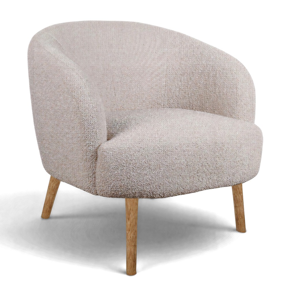 Poltrona 'Capri' con gambe in legno - Beige/Boucl&eacute;