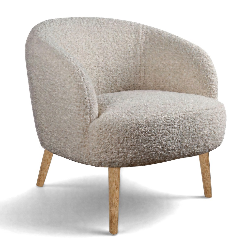 Poltrona 'Capri' con gambe in legno - Bianco