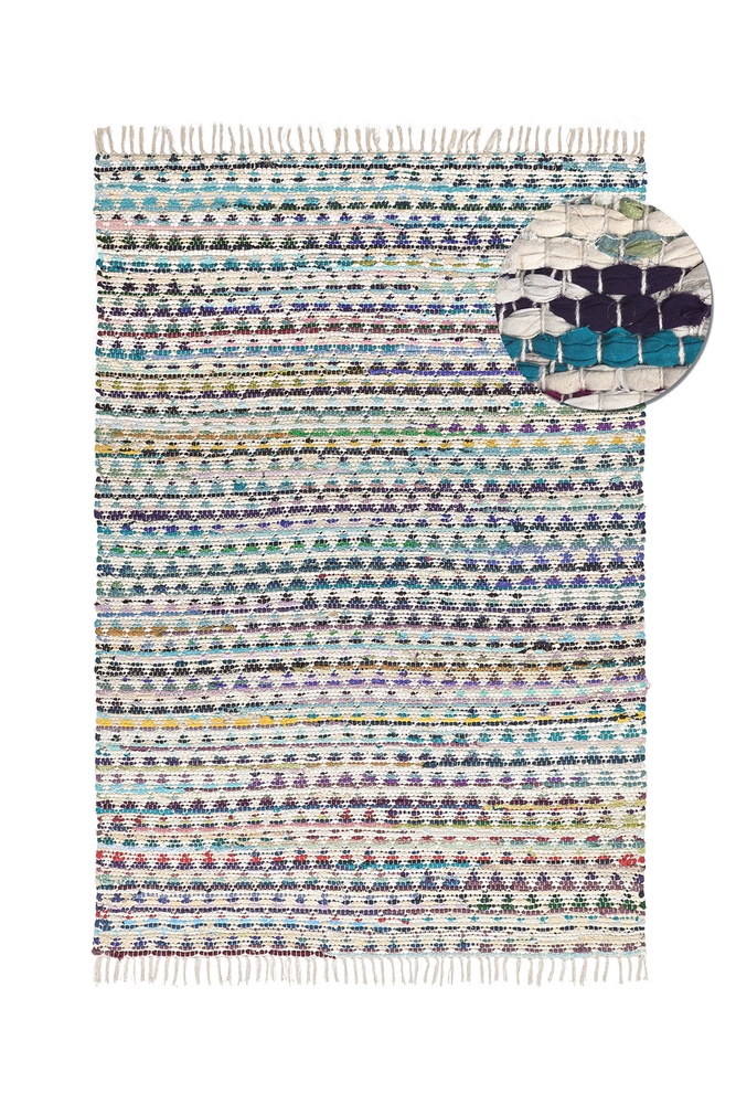 Tappeto di stracci 'Lindby' - Multicolore/blu