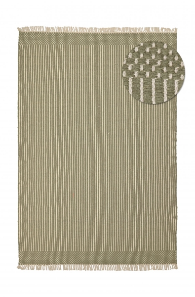 Tappeto di lana 'Arbil' - Verde/bianco