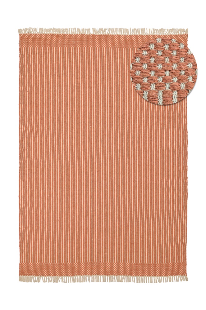 Tappeto di lana 'Arbil' - Terracotta/bianco