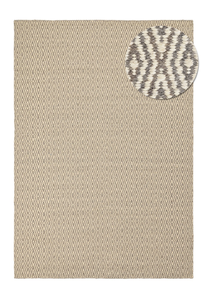 Tappeto di lana 'Monastir' - Grigio/bianco