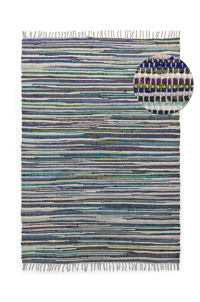 Tappeto di stracci 'Home' - Multicolore/blu
