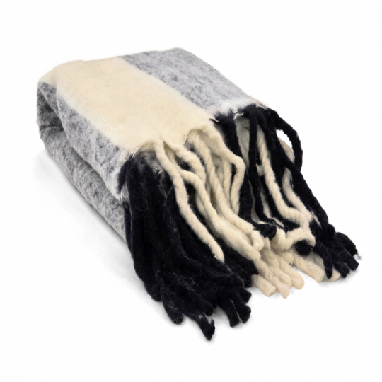 Plaid 'Beatriz Stripe' 130x170cm - Nero/bianco