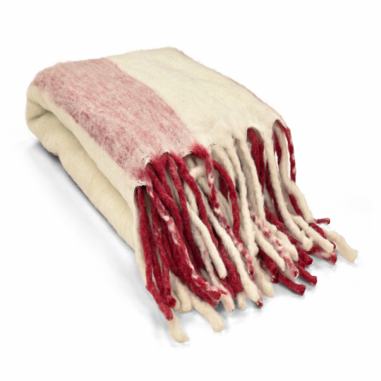 Plaid 'Beatriz Stripe' 130x170cm - Rosso/bianco