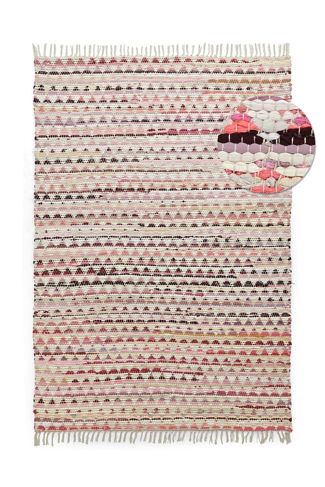 Tappeto di stracci 'Lindby' - Multicolore/rosa
