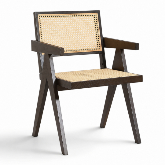 Sedia con braccioli 'Jean' - Rovere marrone/Rattan