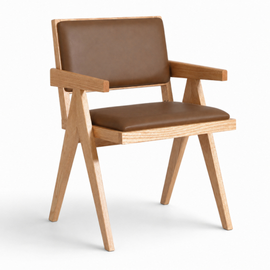 Sedia con braccioli 'Jean' - Rovere/Marrone