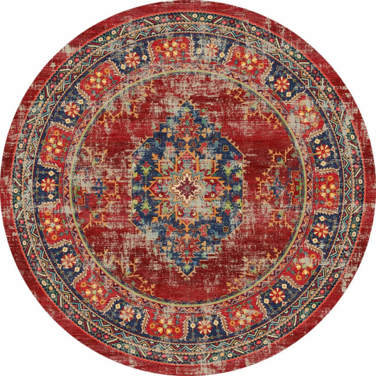 Tappeto rotondo 'Soussi' 120cm - Rosso/Multi