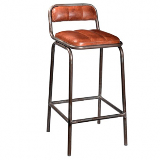 Sgabello con schienale 'Brooke' - Pelle