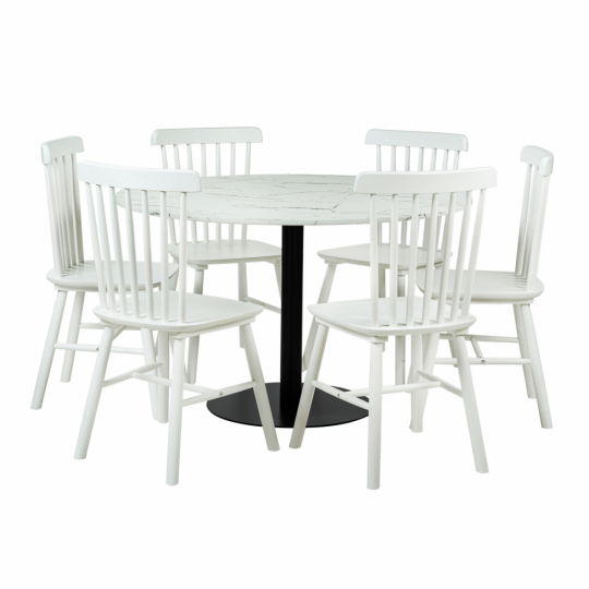 Gruppo di tavoli 'Marbelous Elsa' - 1 Tavolo Ø120 & 6 Sedie