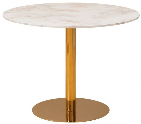 Tavolo da pranzo 'Marbleous' Rotondo 100cm - Ottone/Bianco