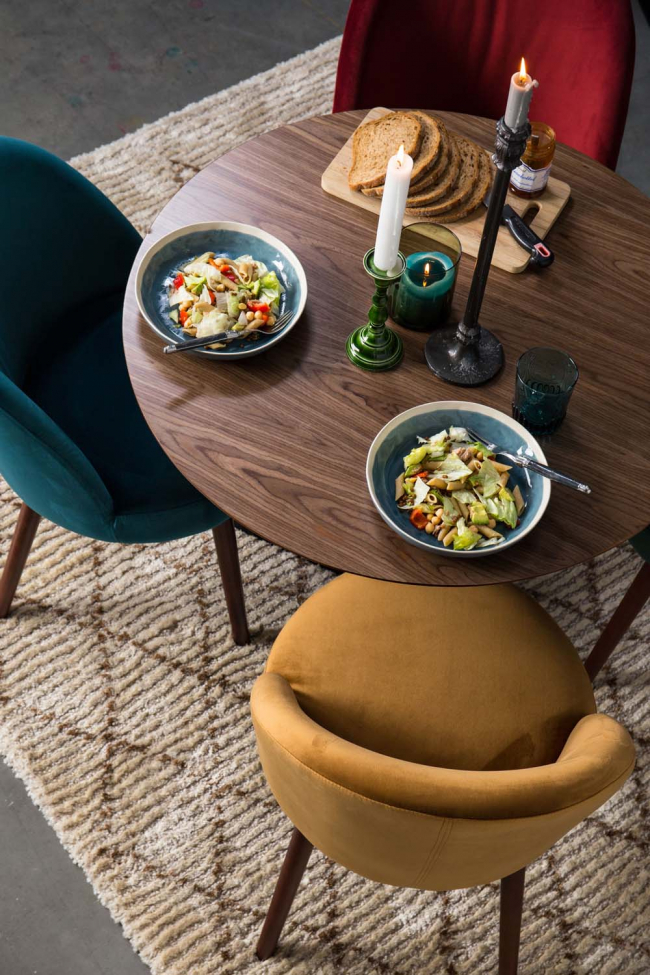 Sedia da pranzo 'Glad' - Velluto/Grigio