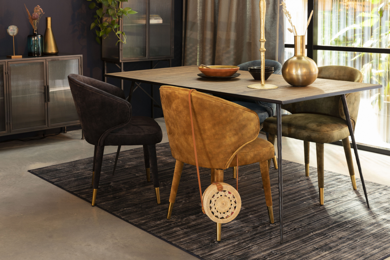 Sedia 'Lunar' in velluto - Rame