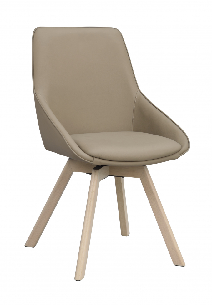 Sedia 'Alison' in pelle - Beige/bianco pigmentato