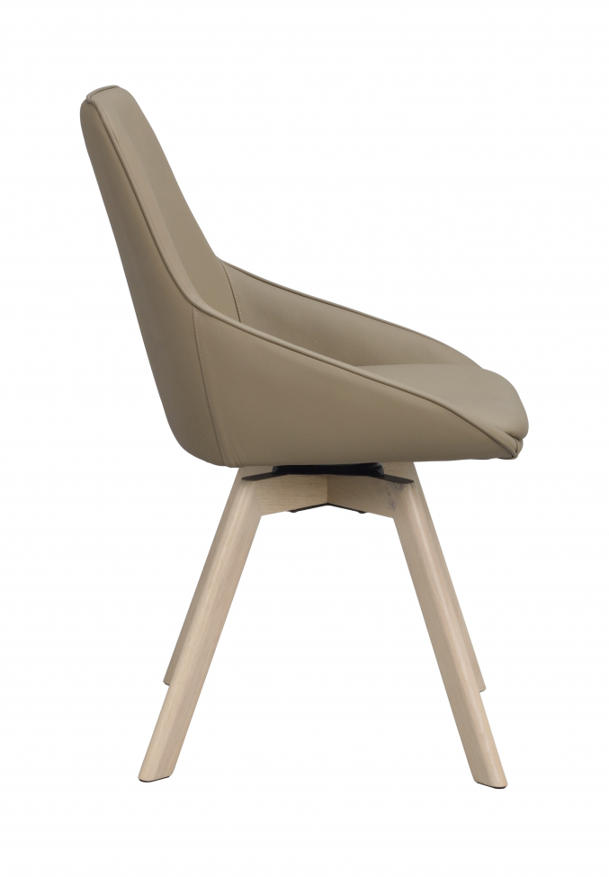 Sedia 'Alison' in pelle - Beige/bianco pigmentato