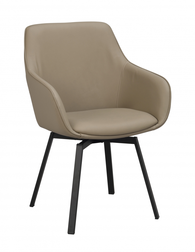 Poltrona 'Alison' in pelle - Beige/nero