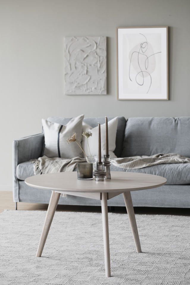 Tavolino 'Yumi' Rotondo 90cm - Rovere sbiancato