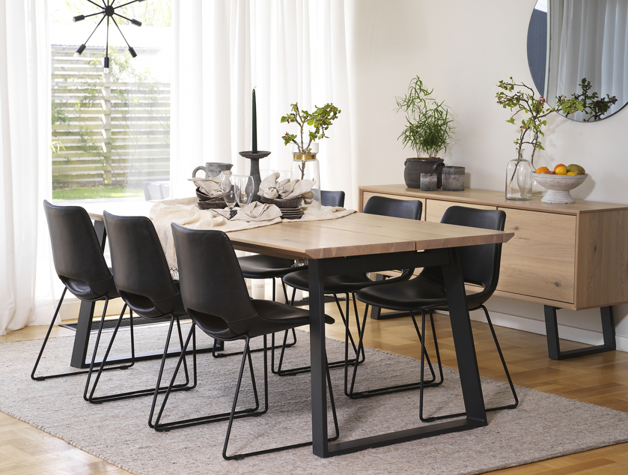 Tavolo da pranzo 'Melville' 210x95cm - Rovere sbiancato/Nero