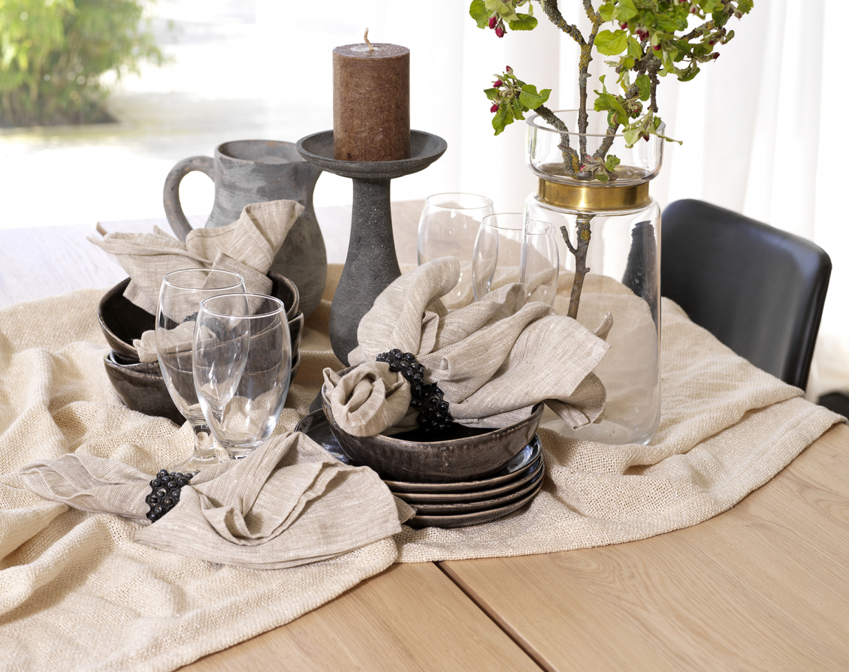 Tavolo da pranzo 'Melville' 210x95cm - Rovere sbiancato/Nero