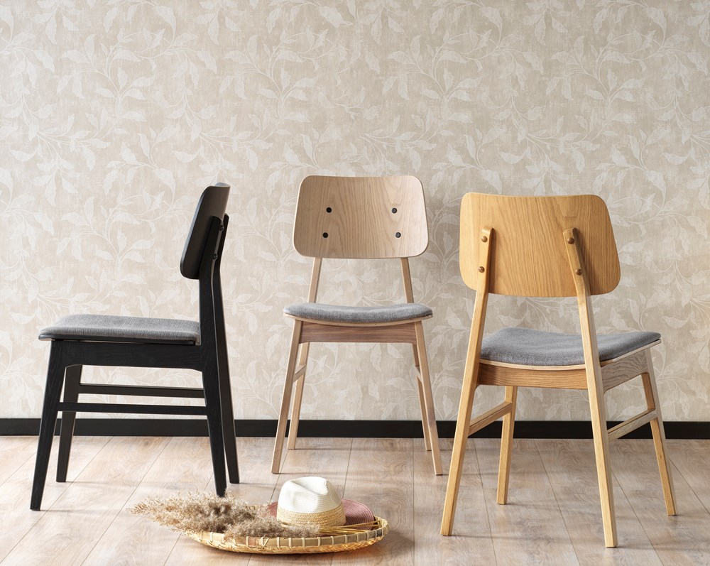 Sedia 'Nagano' - Rovere bianco pigmentato/Grigio chiaro