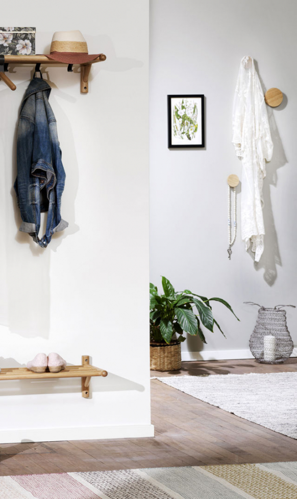 Gancio da parete 'Milford' 12cm - Rovere